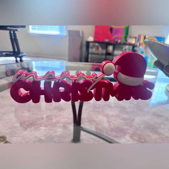 3D Printed. Merry Christmas Sign with Santa Hat - Picture 5 of 5